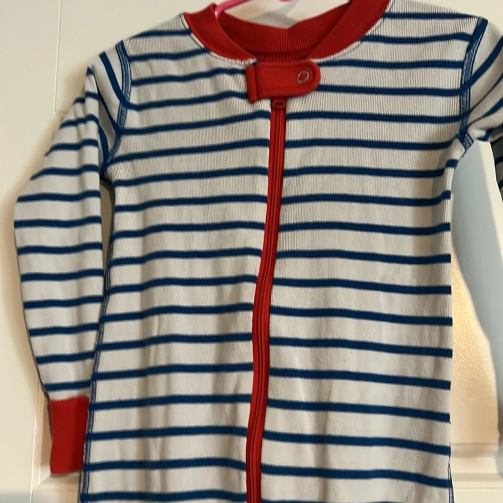 $20 ADD ON Hanna Andersson‎ footie white blue striped organic pajama sleeper